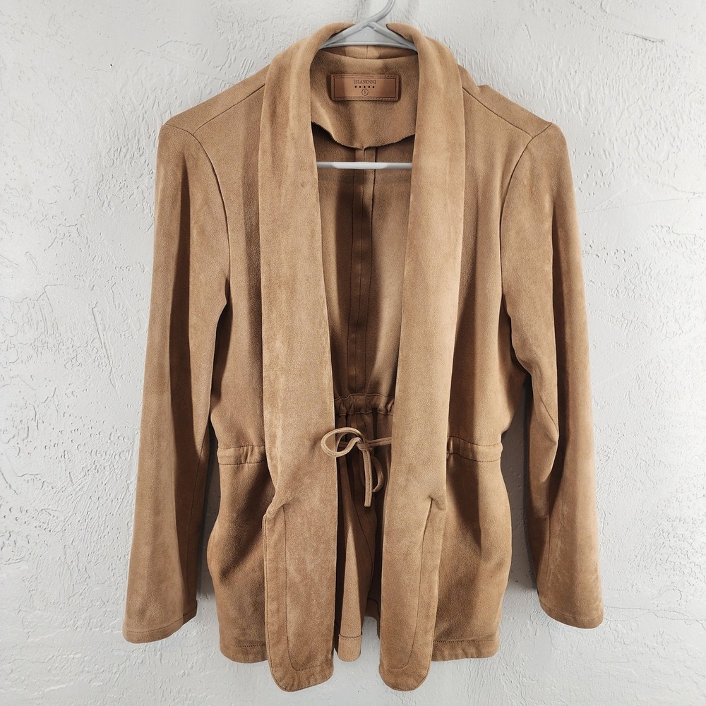 BLANKNYC Tan Faux Suede Cinched Waist Open Front Jacket Women Small